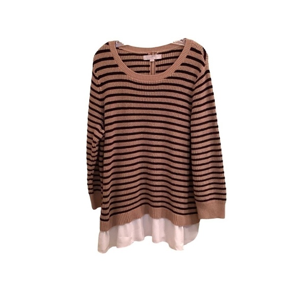 LOFT Sweaters - LOFT Plus Women’s Striped Sweater, Size 24/26